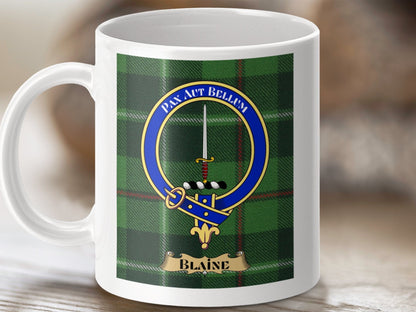 Physical Item Blaine Clan Scottish Tartan Crest Mug