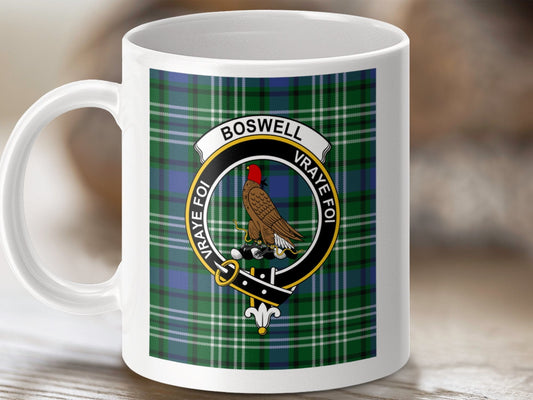 Physical Item Boswell Clan Scottish Tartan Crest Mug