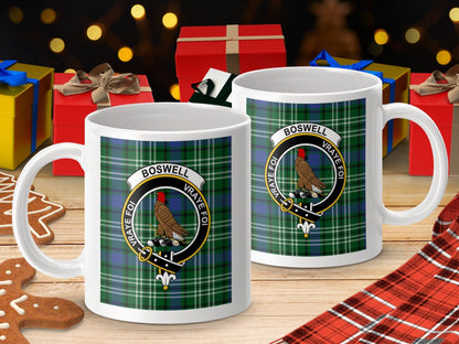 Physical Item Boswell Clan Scottish Tartan Crest Mug