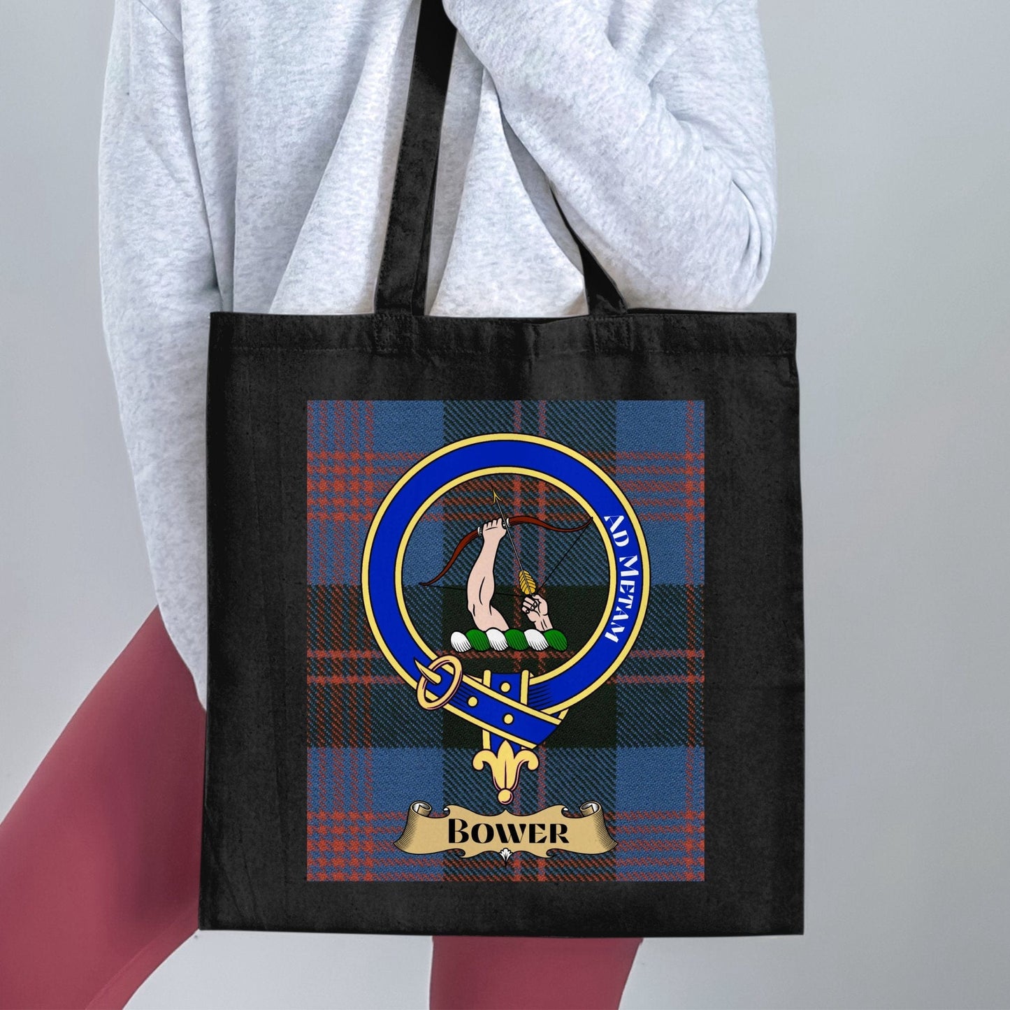 Physical Item Bower Clan Crest Scottish Tartan Tote Bag