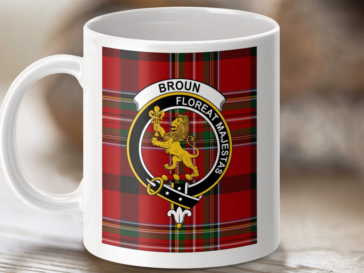 Physical Item Broun Clan Scottish Tartan Crest Mug