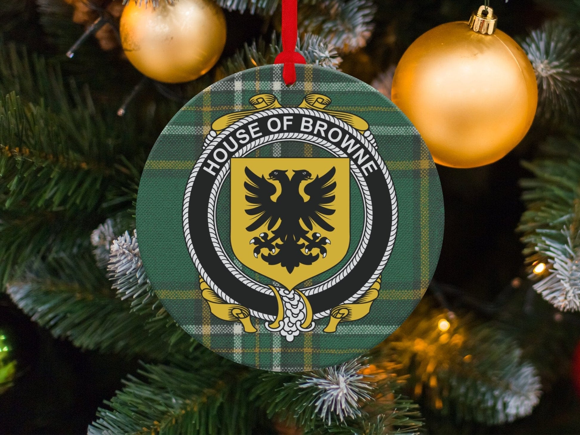 Physical Item Browne Crest Irish Tartan Christmas Ornament Decoration Ornaments