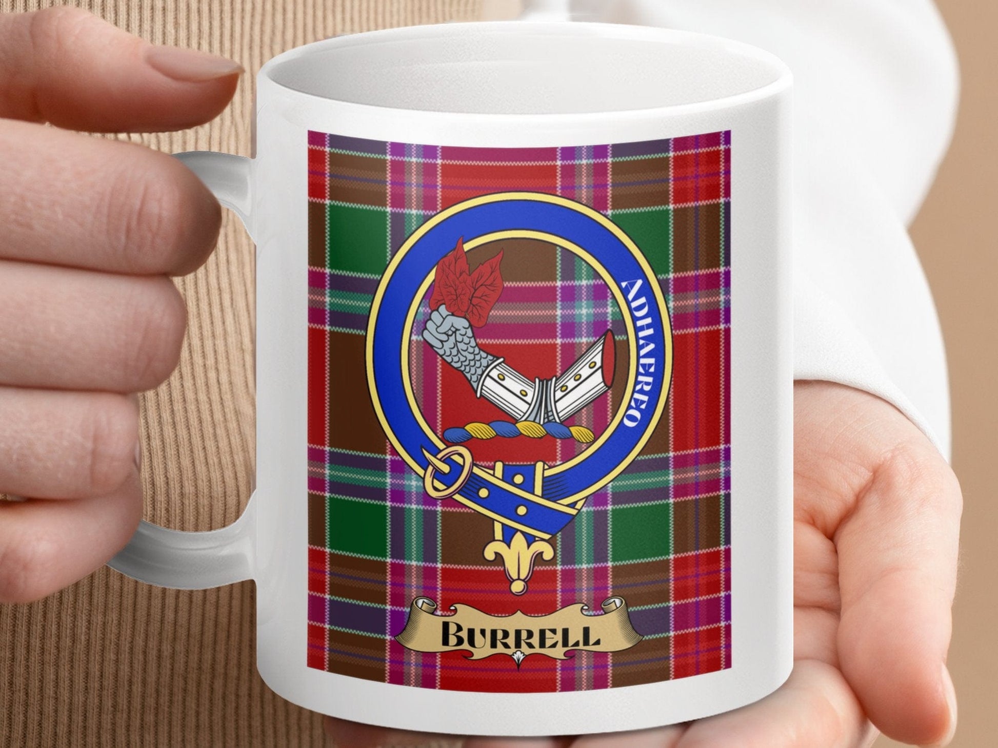 Physical Item Burrell Clan Scottish Tartan Crest Mug