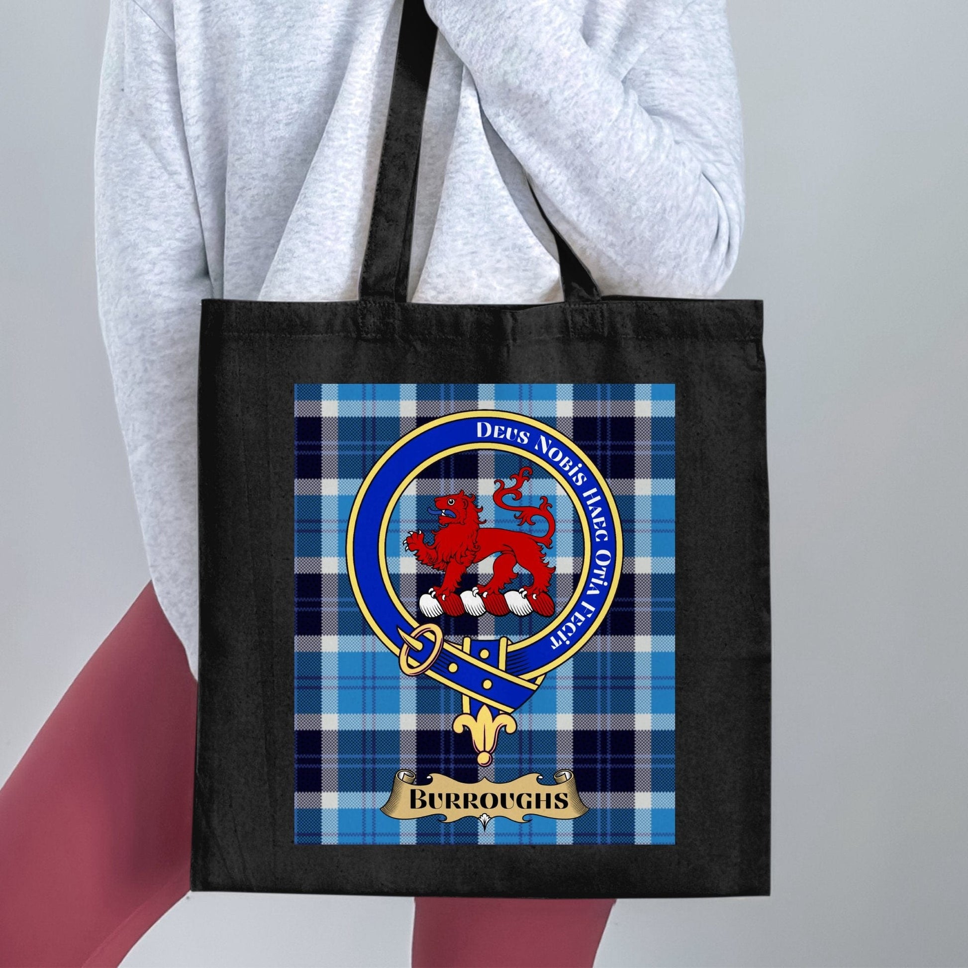 Physical Item Burroughs Clan Crest Scottish Tartan Tote Bag