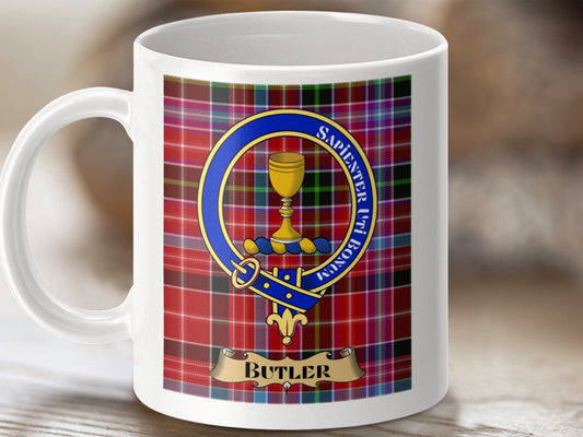 Physical Item Butler Clan Scottish Tartan Crest Mug