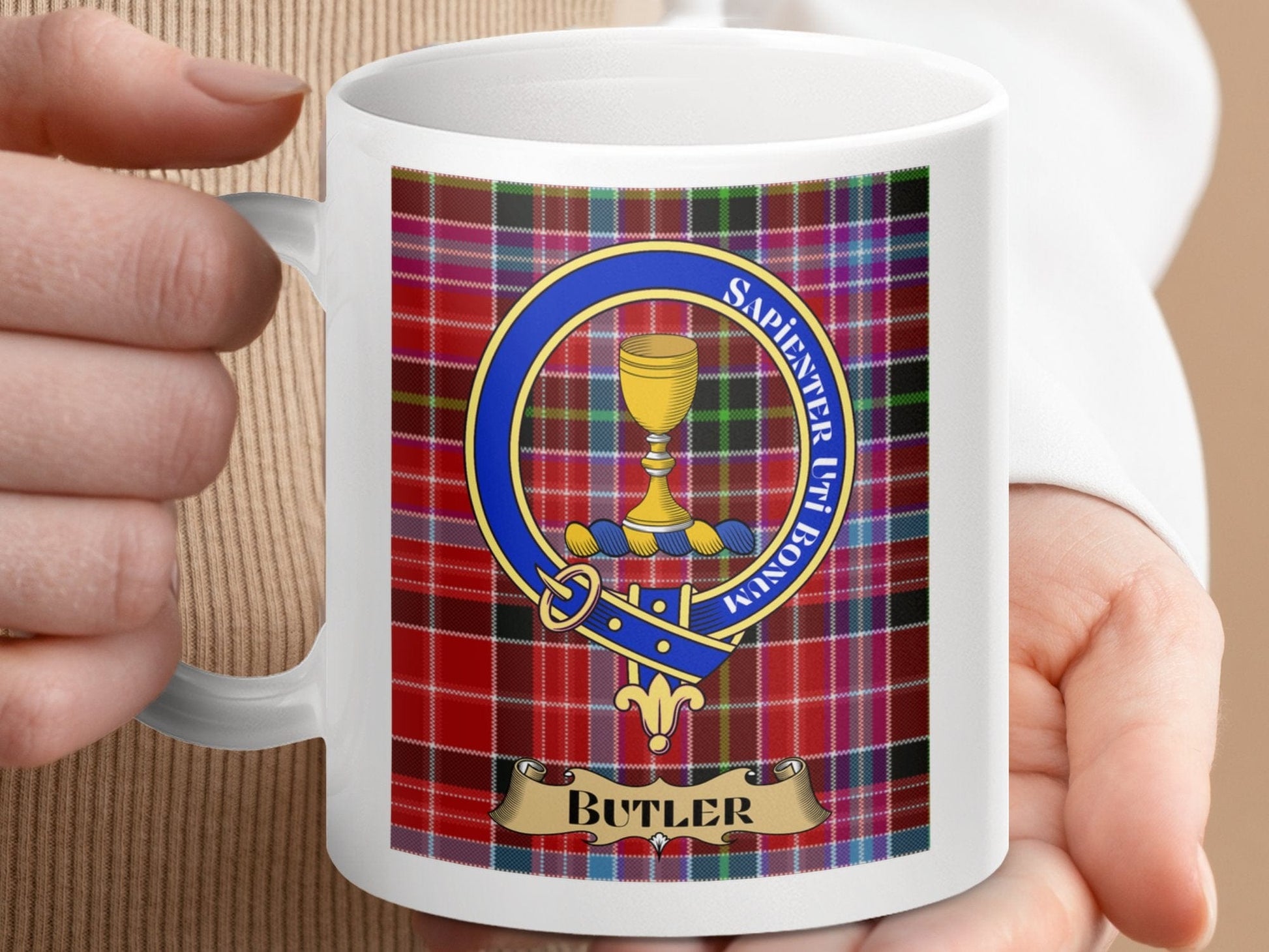 Physical Item Butler Clan Scottish Tartan Crest Mug