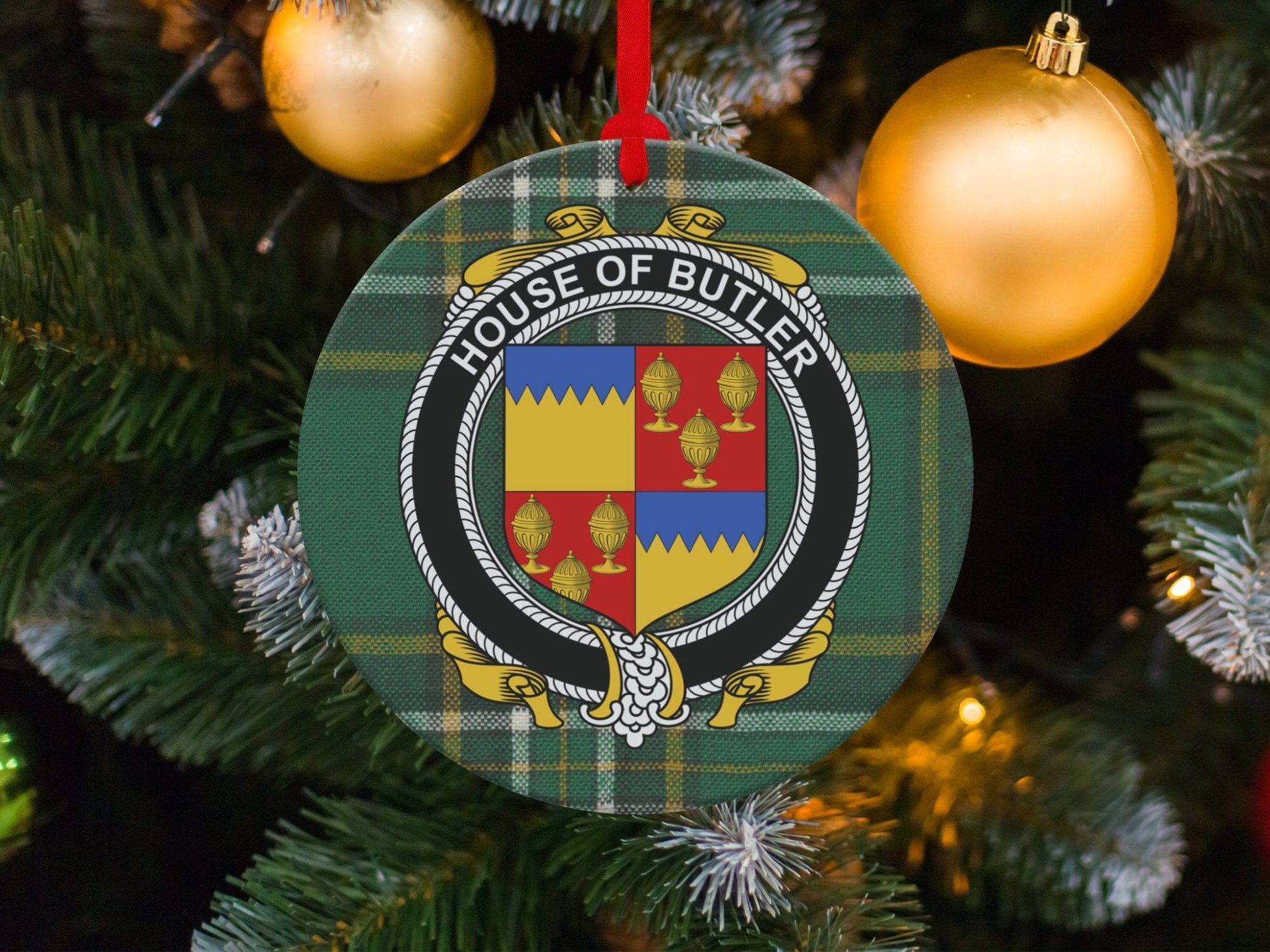 Physical Item Butler Crest Irish tartan Christmas Ornament Decoration Ornaments