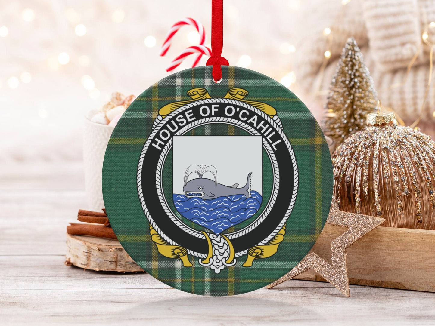 Physical Item Cahill Crest Irish tartan Christmas ornament decoration Ornaments