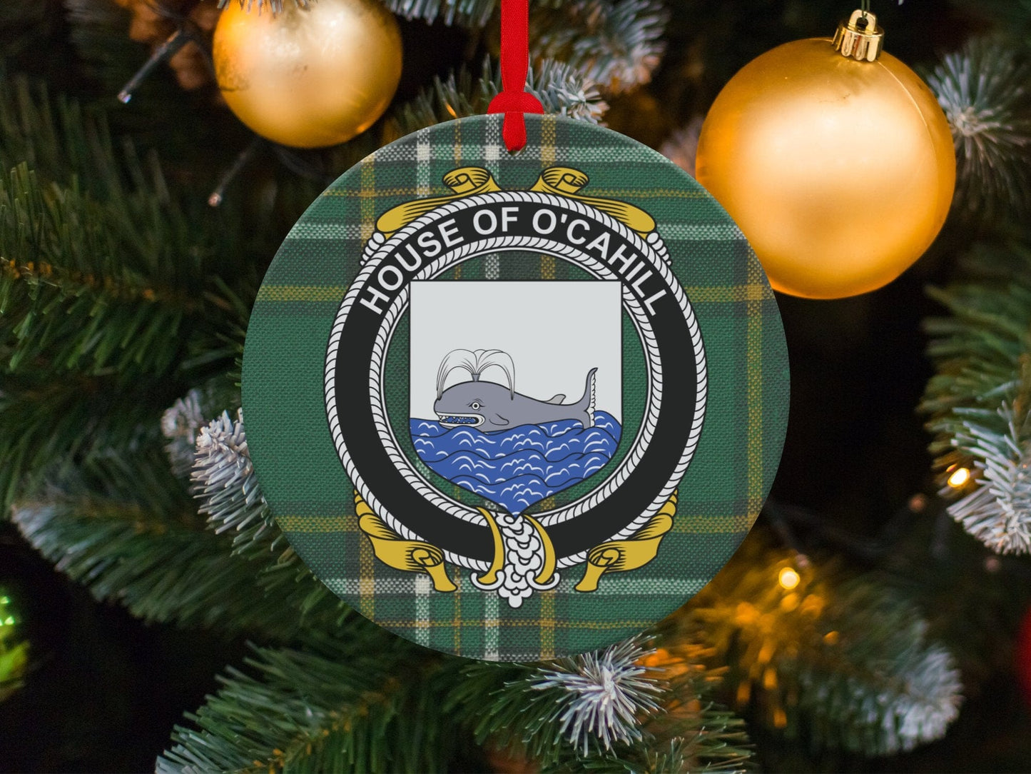 Physical Item Cahill Crest Irish tartan Christmas ornament decoration Ornaments