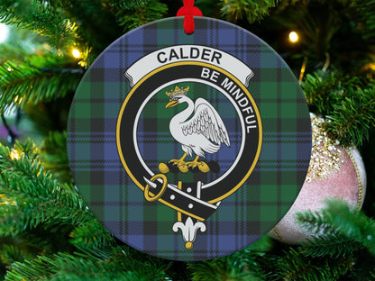 Physical Item Calder Clan Crest Christmas Tartan Background Ornaments