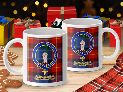 Physical Item Calderwood Clan Scottish Tartan Crest Mug