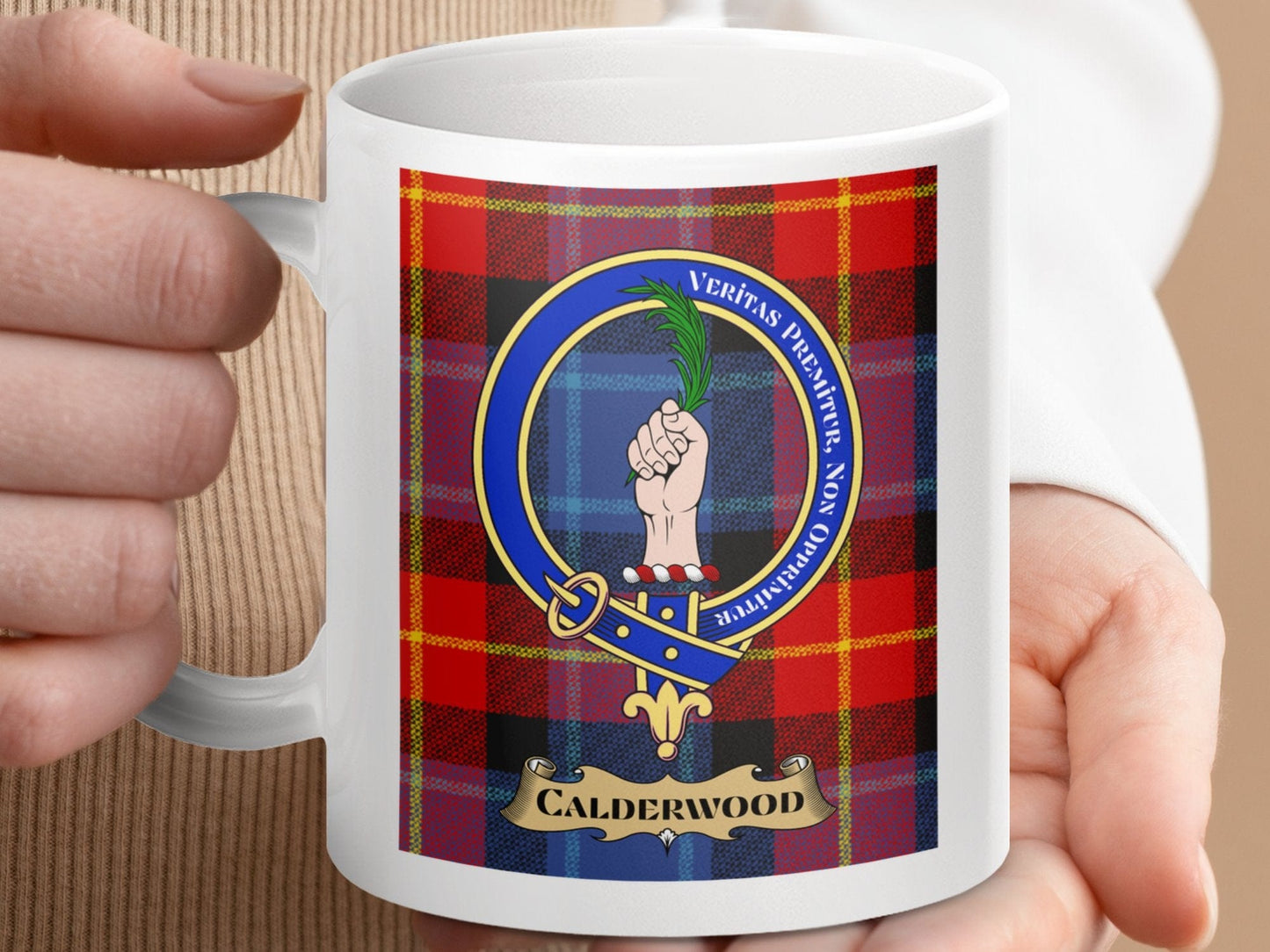 Physical Item Calderwood Clan Scottish Tartan Crest Mug