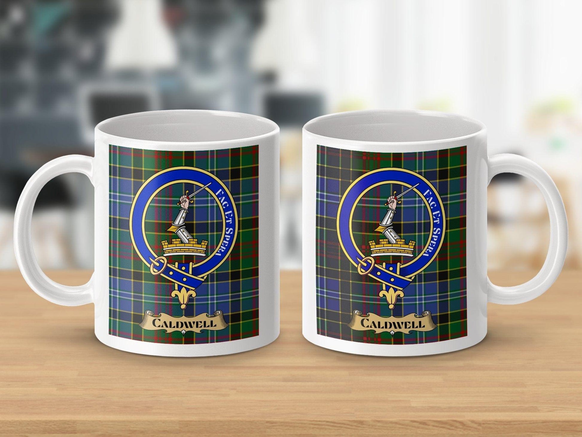 Physical Item Caldwell Clan Scottish Tartan Crest Mug