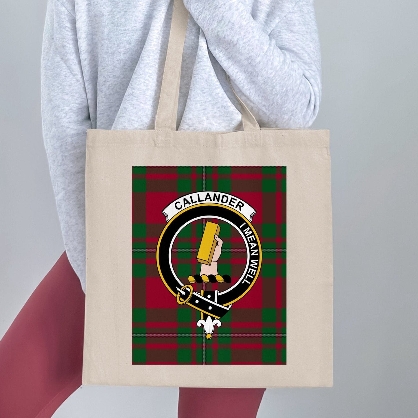 Physical Item Callander clan tartan crest mean well Tote Bag