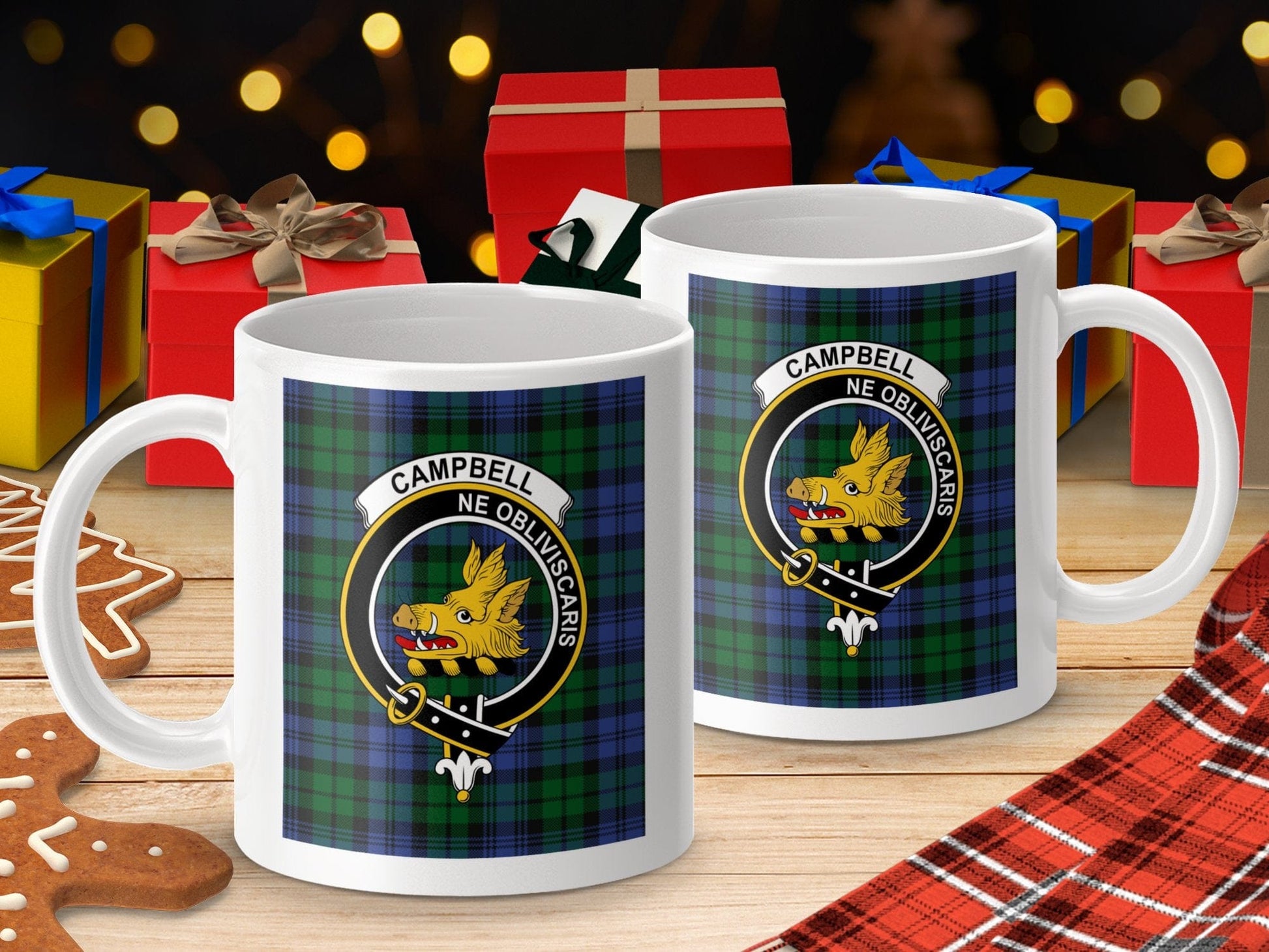 Physical Item Campbell Clan Scottish Tartan Crest Mug