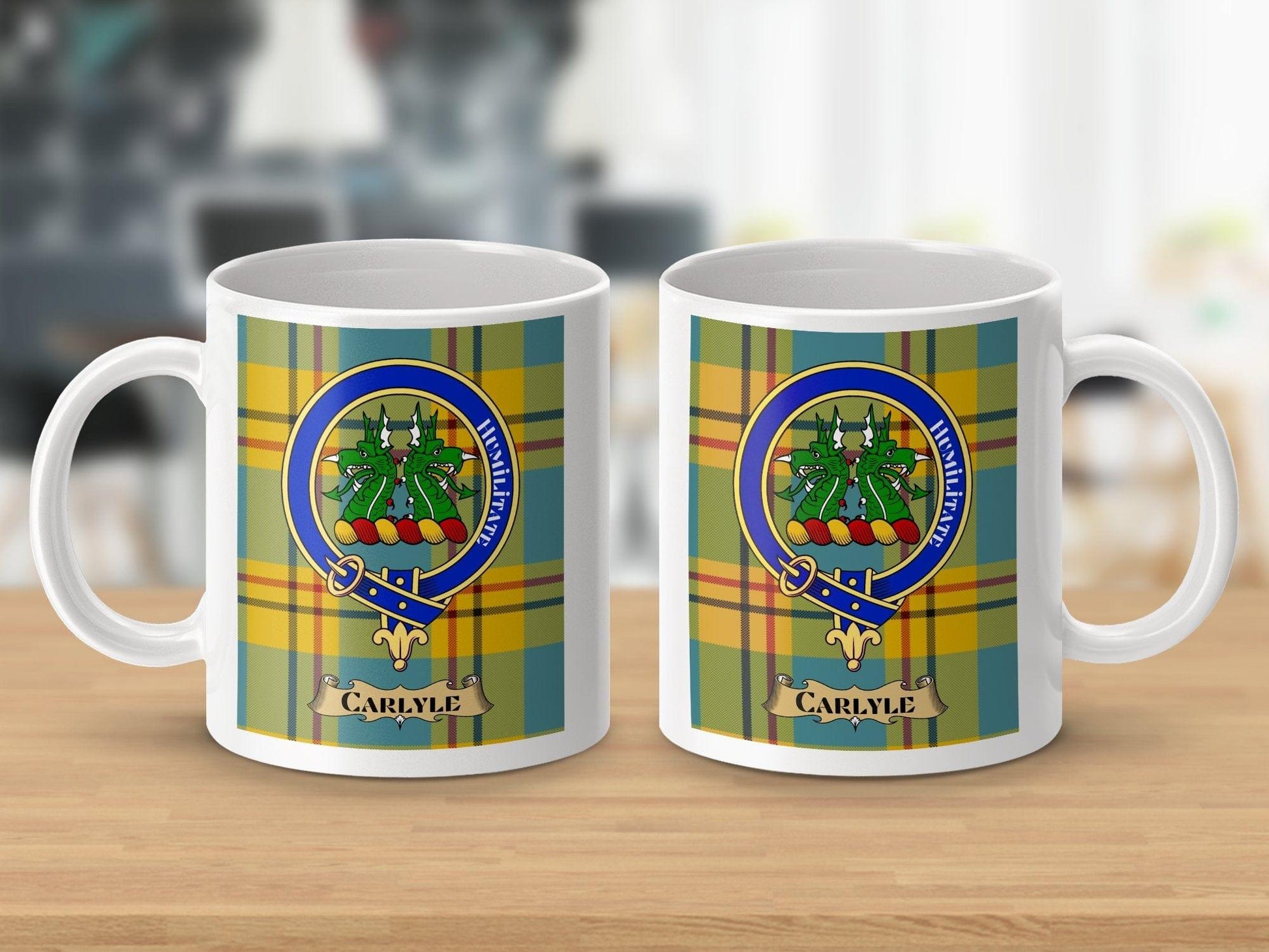 Physical Item Carlyle Clan Scottish Tartan Crest Mug