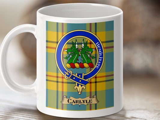 Physical Item Carlyle Clan Scottish Tartan Crest Mug