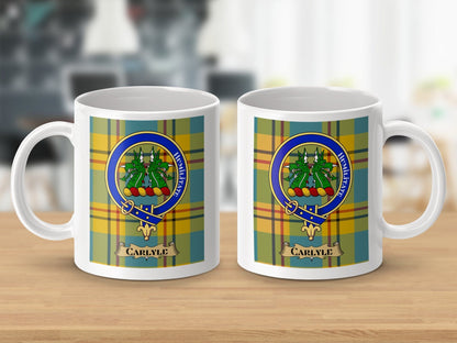 Physical Item Carlyle Clan Scottish Tartan Crest Mug