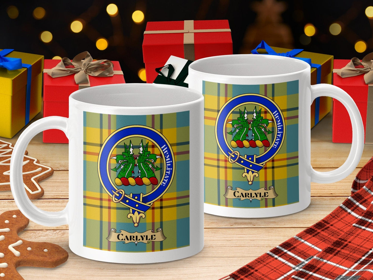 Physical Item Carlyle Clan Scottish Tartan Crest Mug