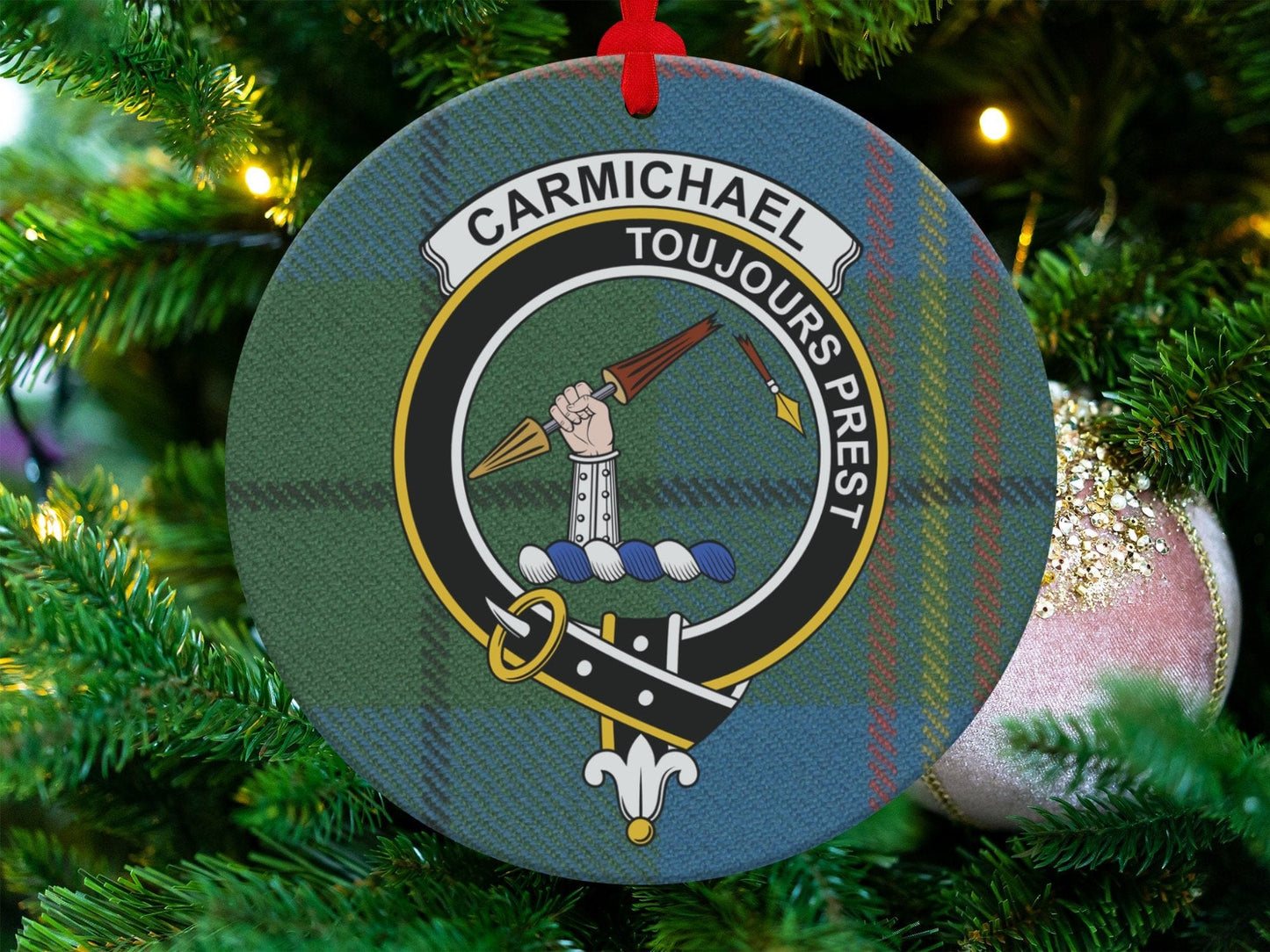 Physical Item Carmichael Clan Crest Toujours Prest Christmas Ornaments