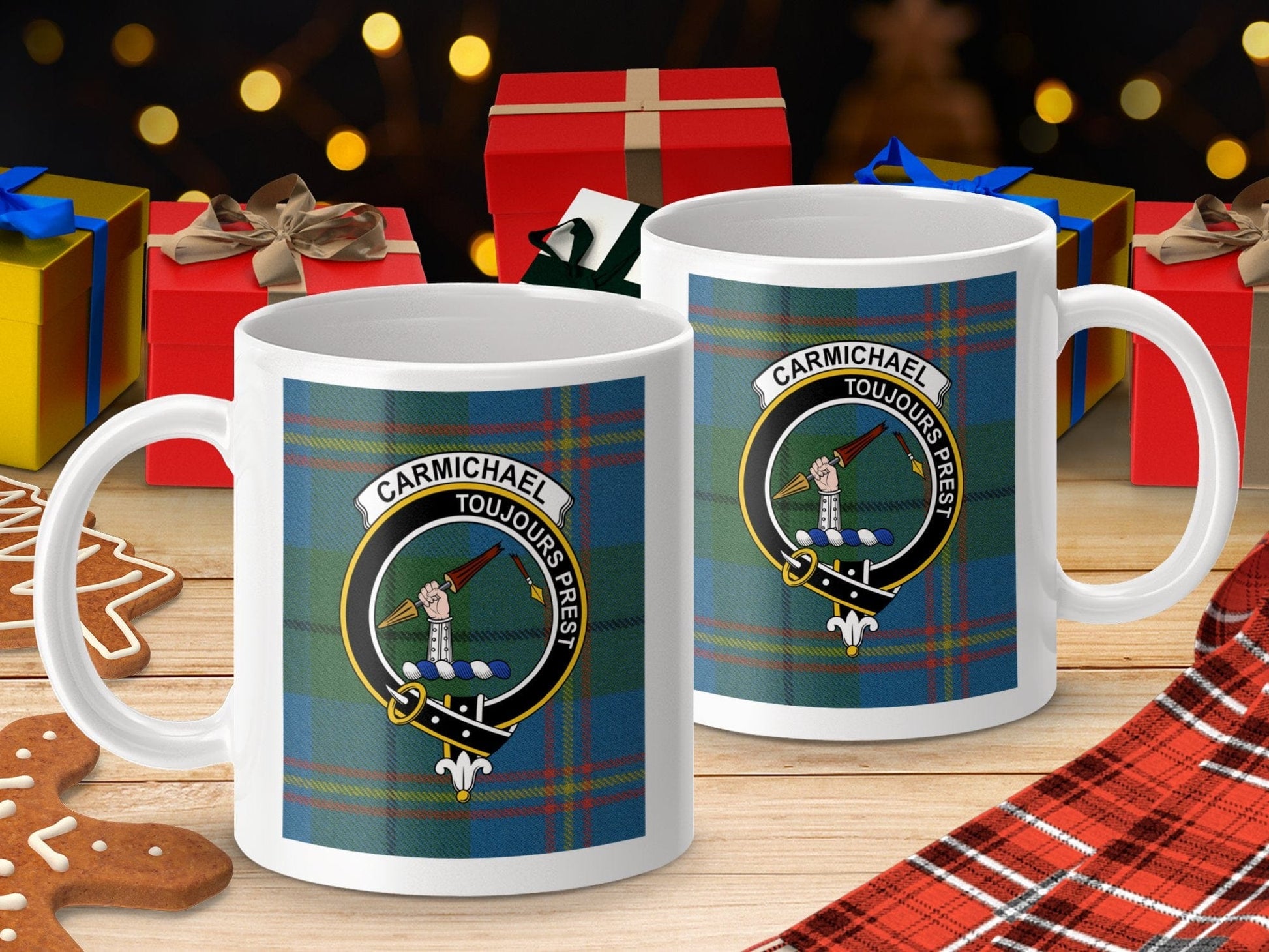 Physical Item Carmichael Clan Scottish Tartan Crest Mug