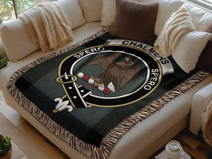 Physical Item Chalmers Clan Crest Tartan Scottish Woven Blanket