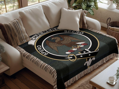 Physical Item Chalmers Clan Crest Tartan Scottish Woven Blanket