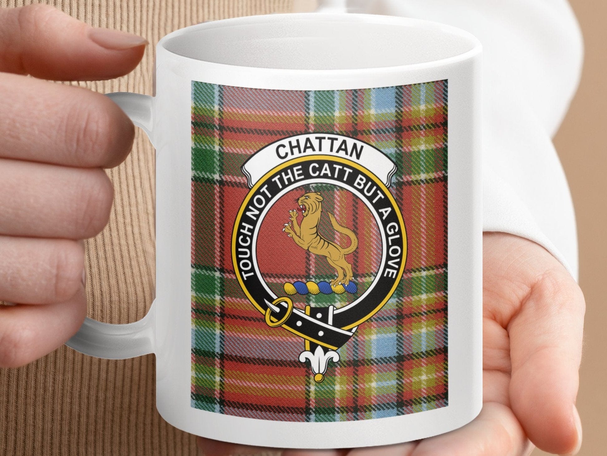 Physical Item Chattan Clan Scottish Tartan Crest Mug