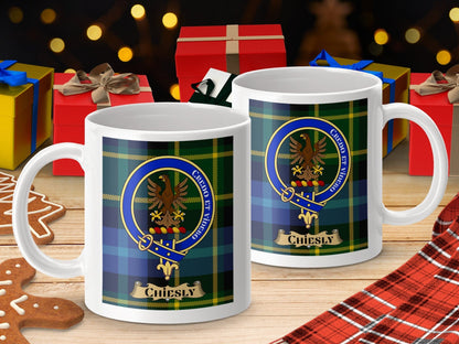 Physical Item Chiesly Clan Scottish Tartan Crest Mug