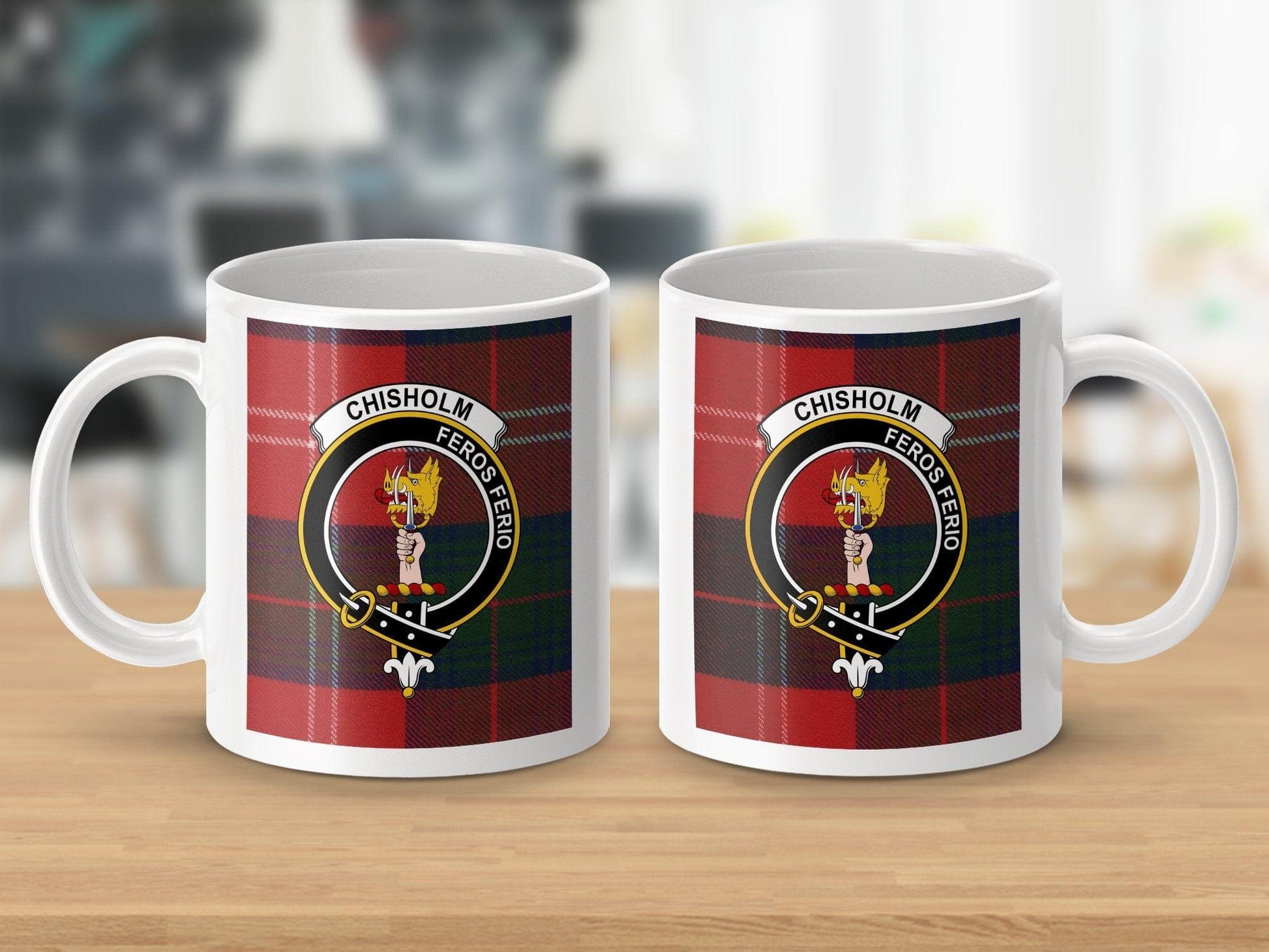 Physical Item Chisholm Clan Scottish Tartan Crest Mug