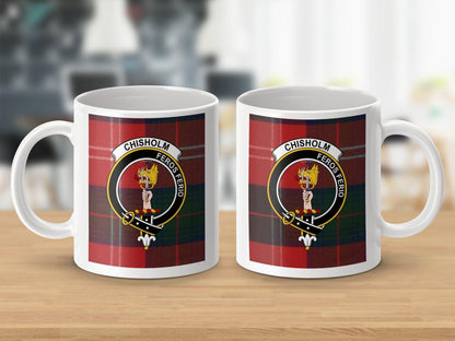 Physical Item Chisholm Clan Scottish Tartan Crest Mug