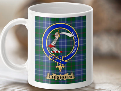 Physical Item Chisholm Clan Scottish Tartan Crest Mug