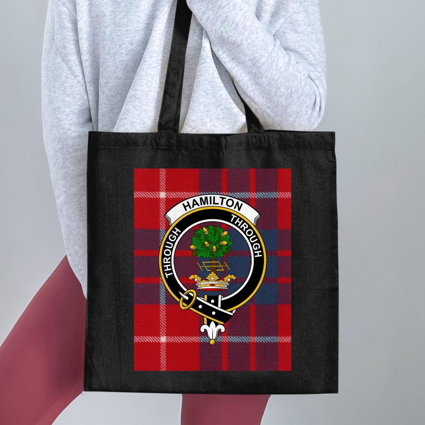 Physical Item Clan Hamilton Scottish Crest Tartan Tote Bag