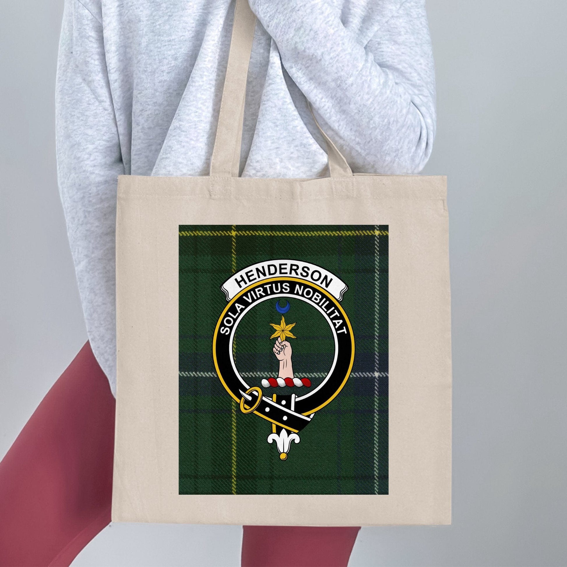 Physical Item Clan Henderson Scottish Crest Tartan Tote Bag