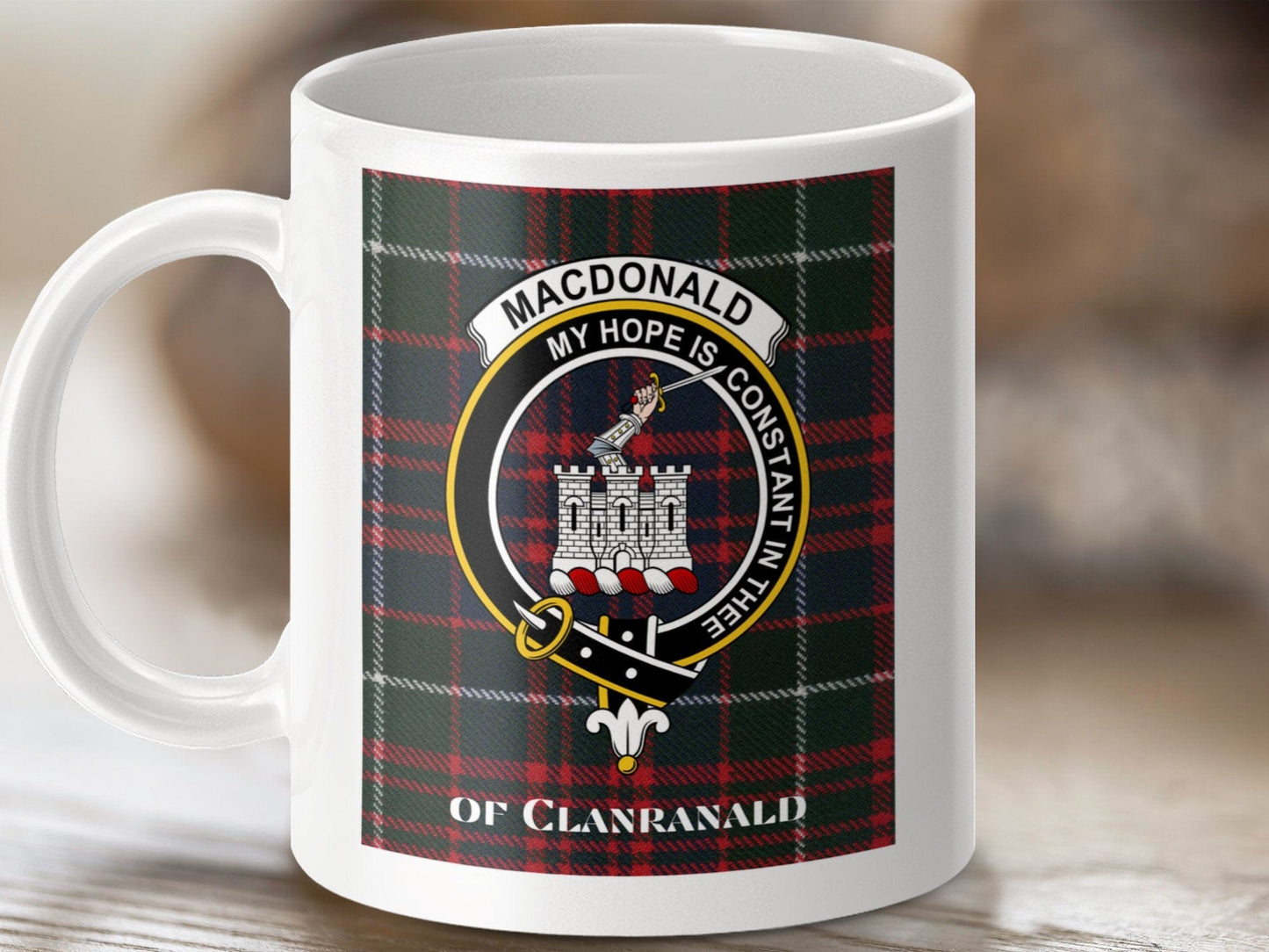 Physical Item Clanranald Macdonald Clan Crest Tartan Mug