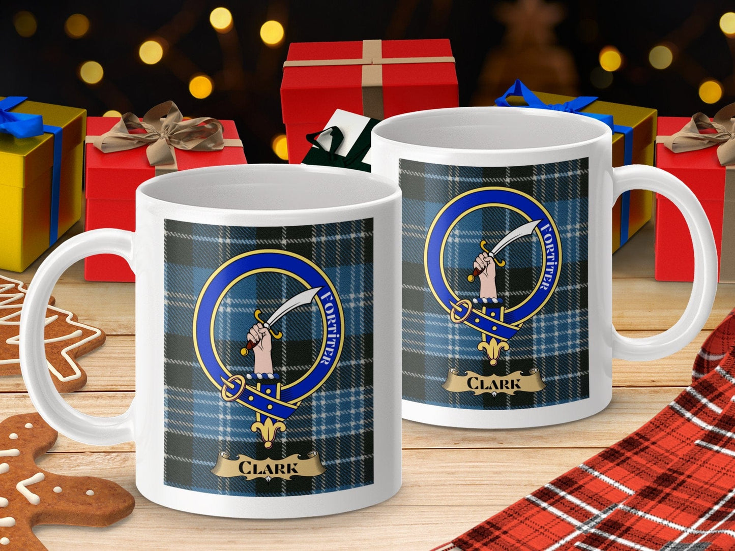 Physical Item Clark Clan Scottish Tartan Crest Mug