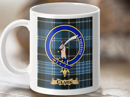 Physical Item Clark Clan Scottish Tartan Crest Mug