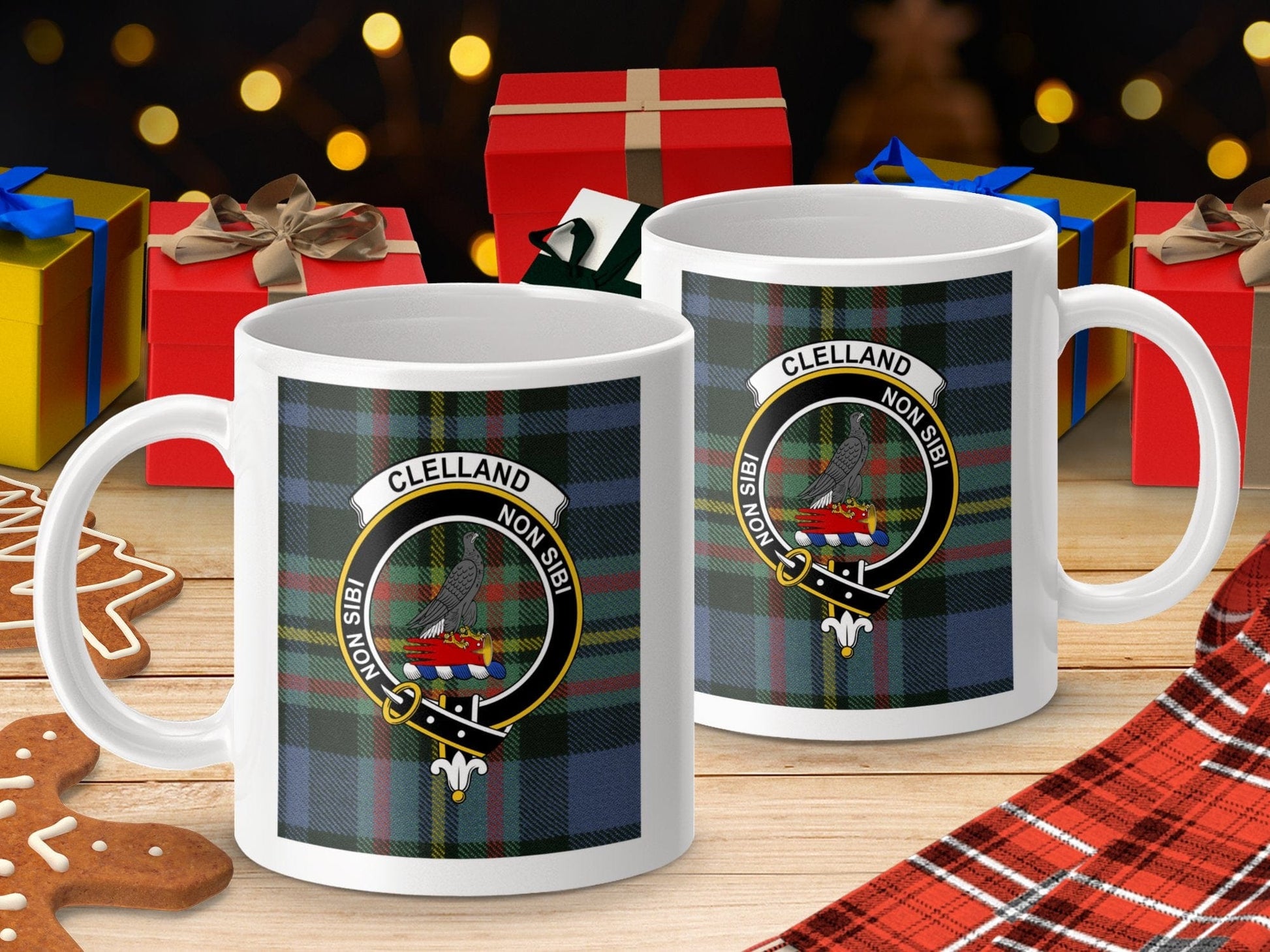 Physical Item Clelland Clan Scottish Tartan Crest Mug