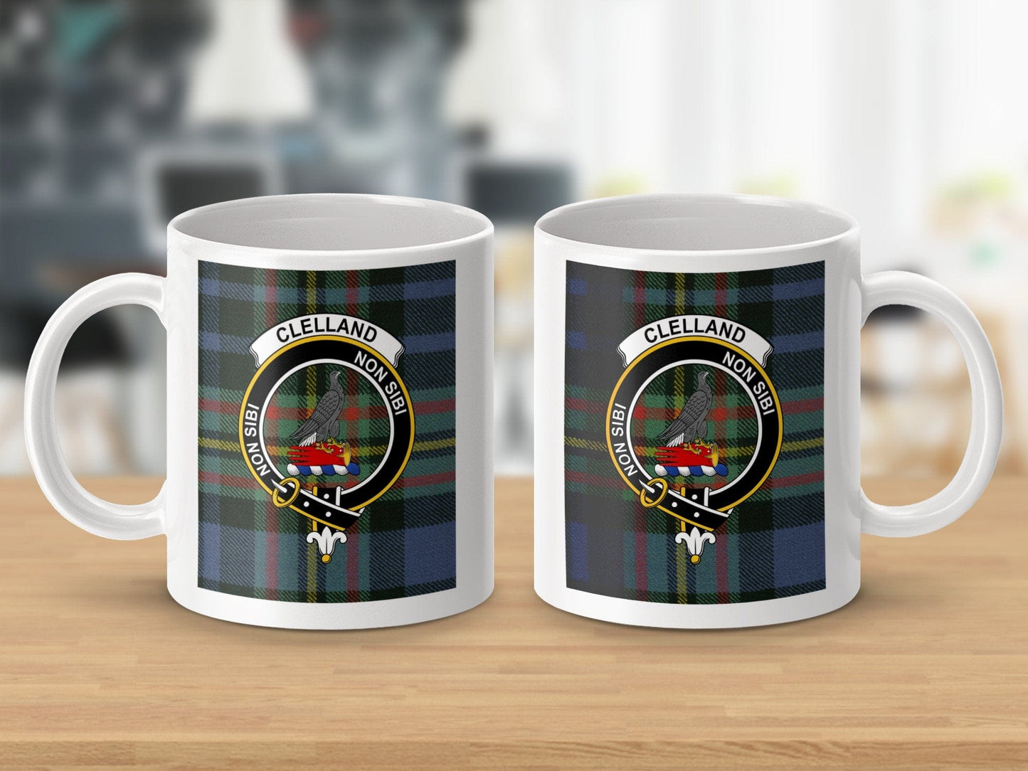 Physical Item Clelland Clan Scottish Tartan Crest Mug