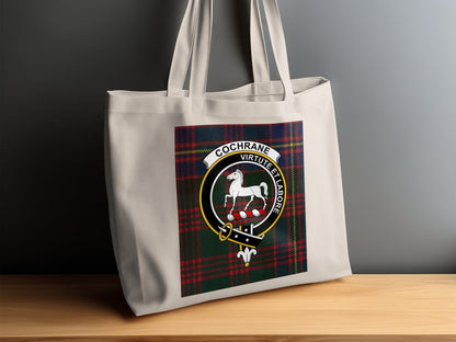 Physical Item Cochrane Clan Tartan Crest Virtue et Labore Tote Bag