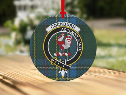 Physical Item Cockburn Clan Crest Christmas Tartan Ornaments