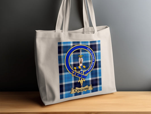 Physical Item Collow Clan Crest Scottish Tartan Tote Bag