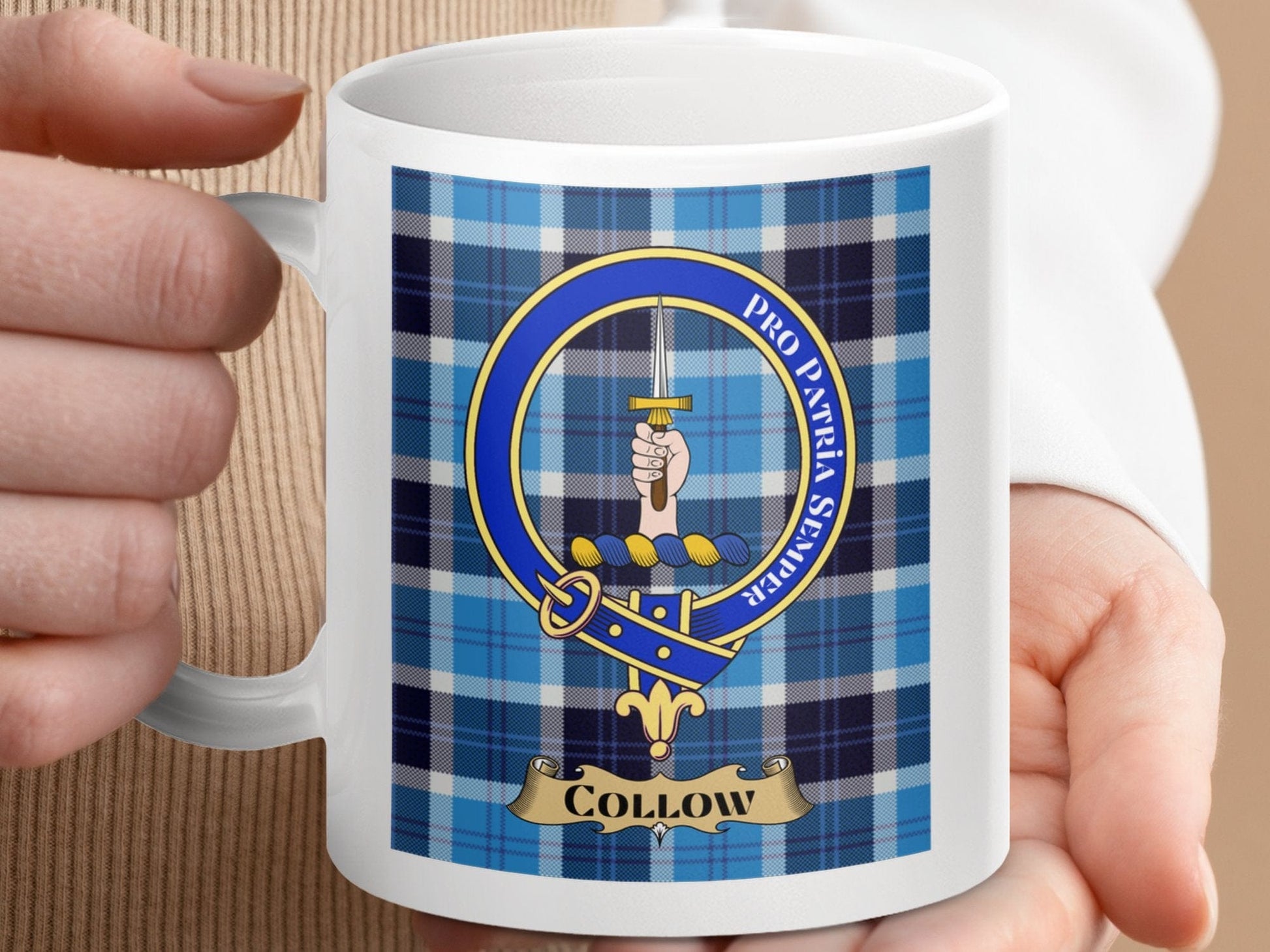 Physical Item Collow Scottish Clan Tartan Crest Mug