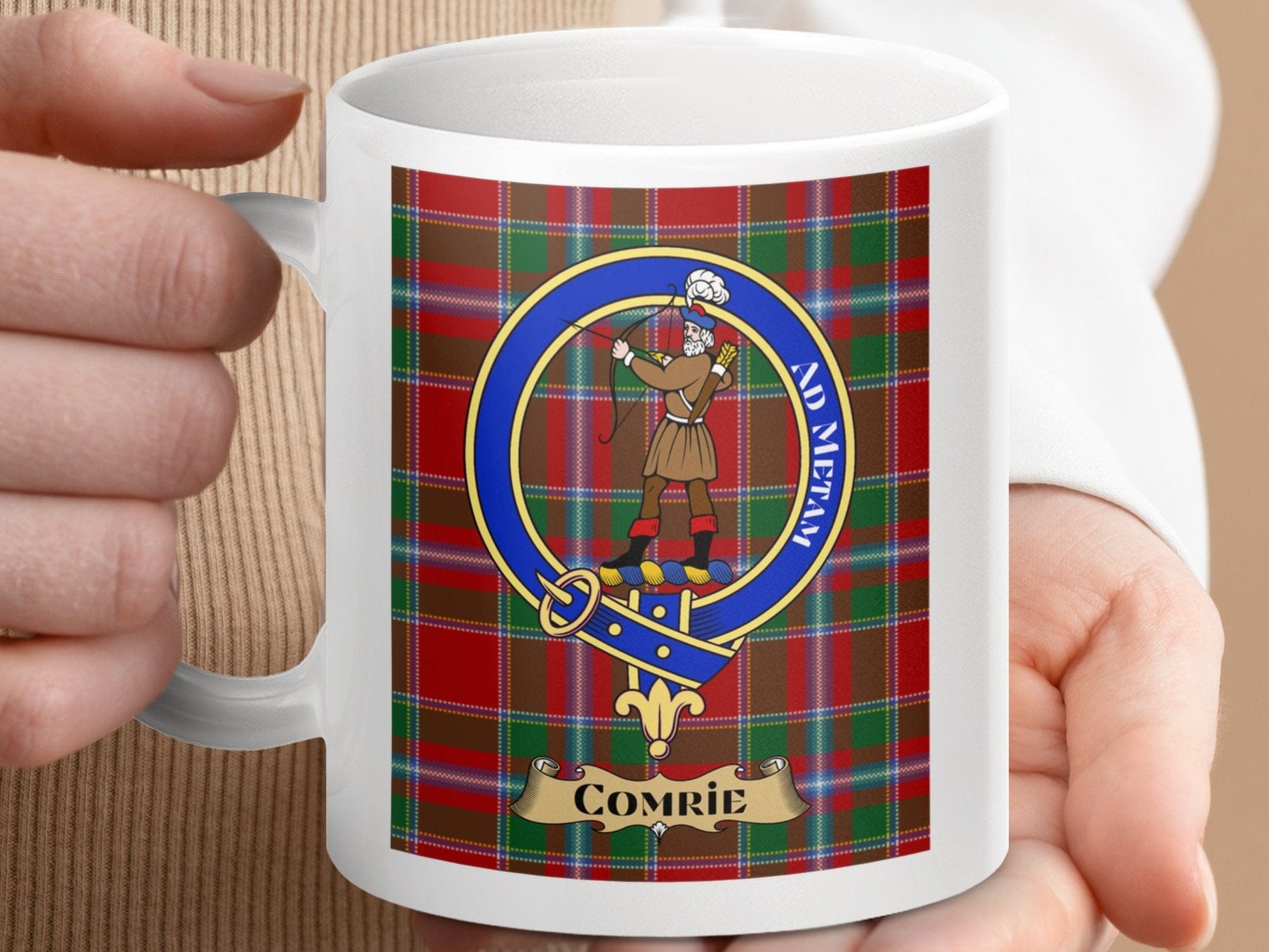 Physical Item Comrie Clan Scottish Tartan Crest mug