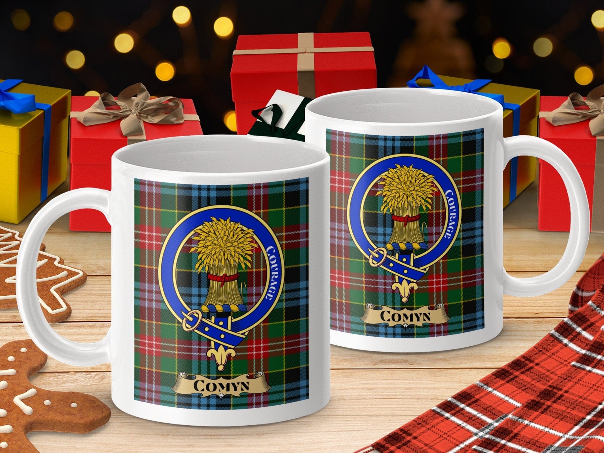 Physical Item Comyn Clan Scottish Tartan Crest Courage Mug