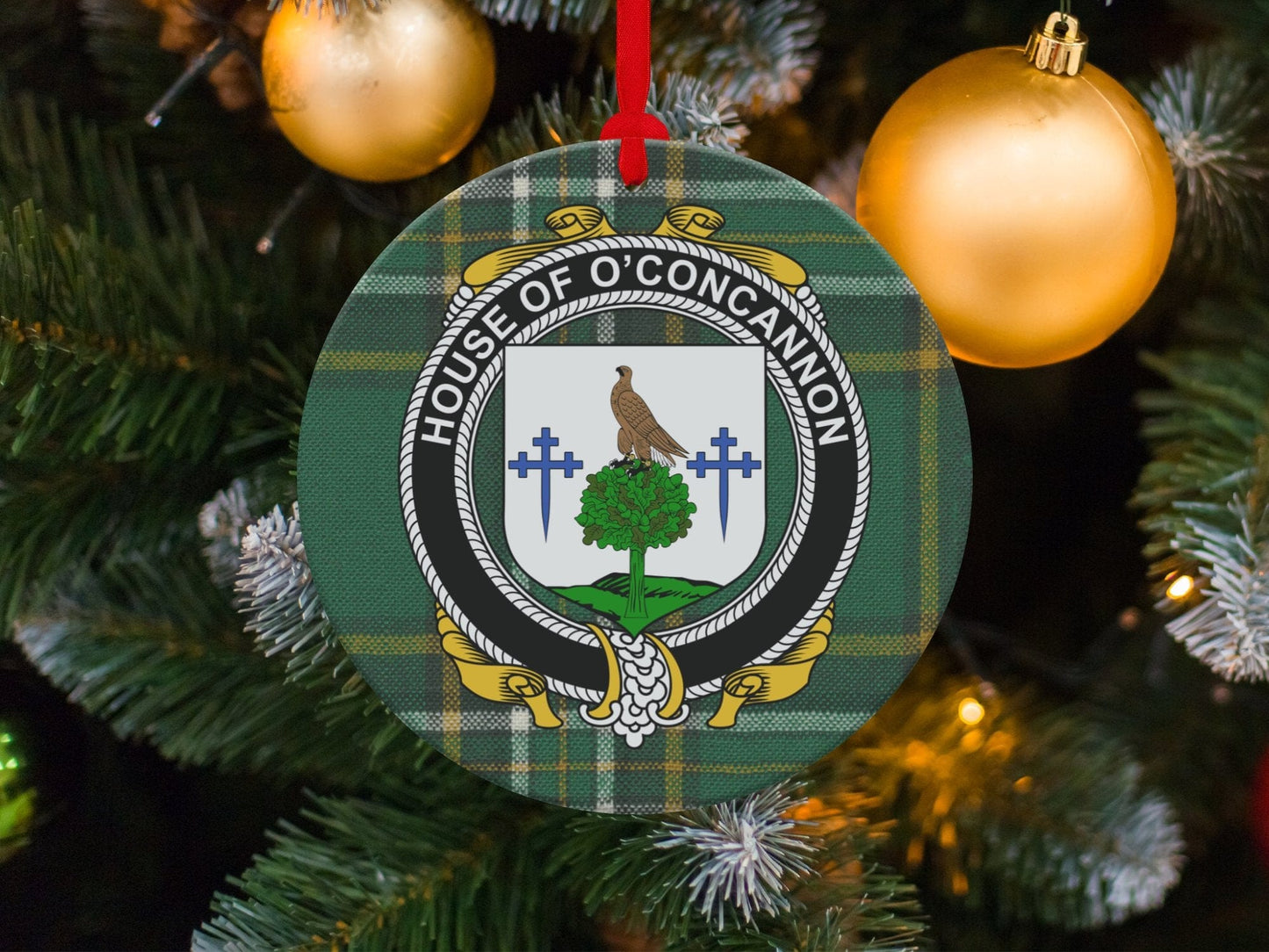 Physical Item Concannon Crest Irish Tartan Christmas Ornament Decoration