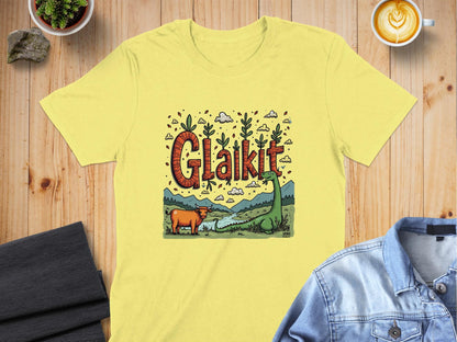 Physical Item Cornsilk / S Scottish Highland Fun Glaikit Design Novelty T-Shirt