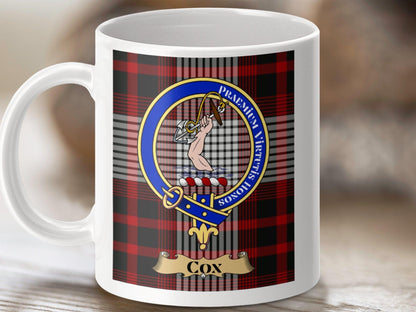 Physical Item Cox Clan Scottish Tartan Crest Mug
