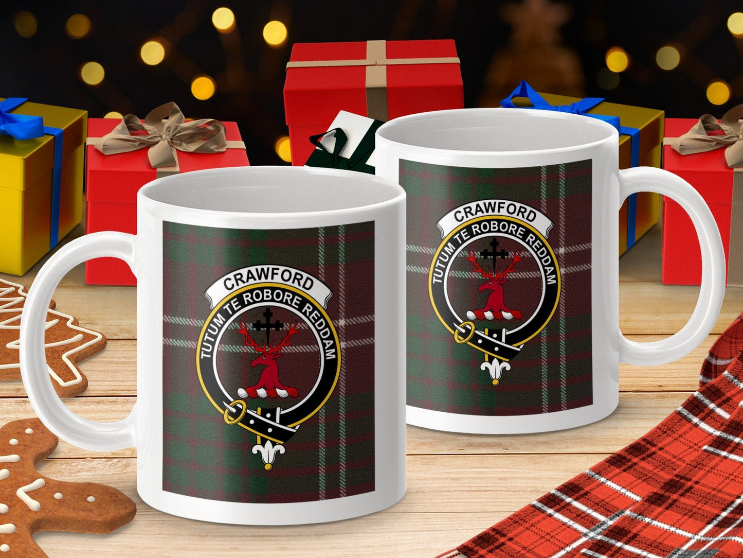 Physical Item Crawford Clan Scottish Tartan Crest Mug