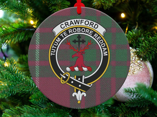 Physical Item Crawford Crest Tartans Background Christmas Tree Ornaments